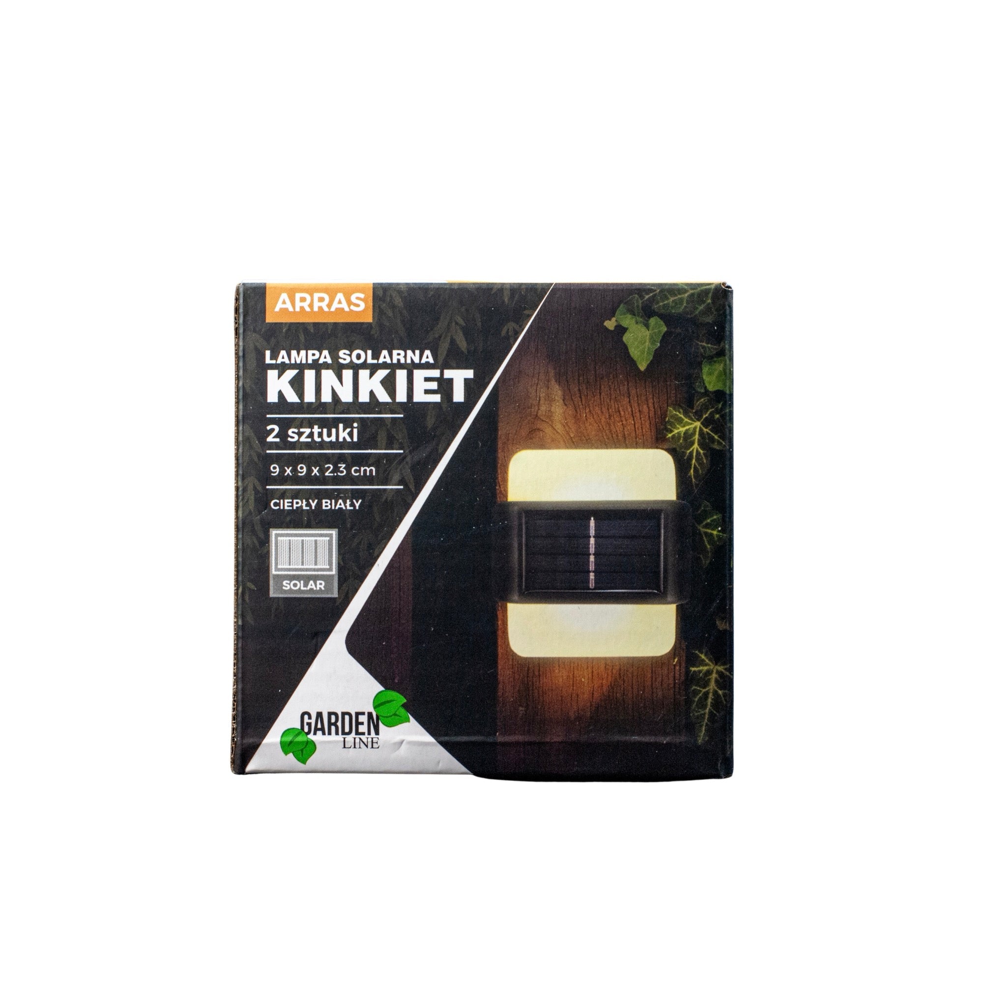 Set 2 lampi solare LED de perete, IP44 pentru exterior, autonomie 12 ore, 9x9x2.3cm, negru