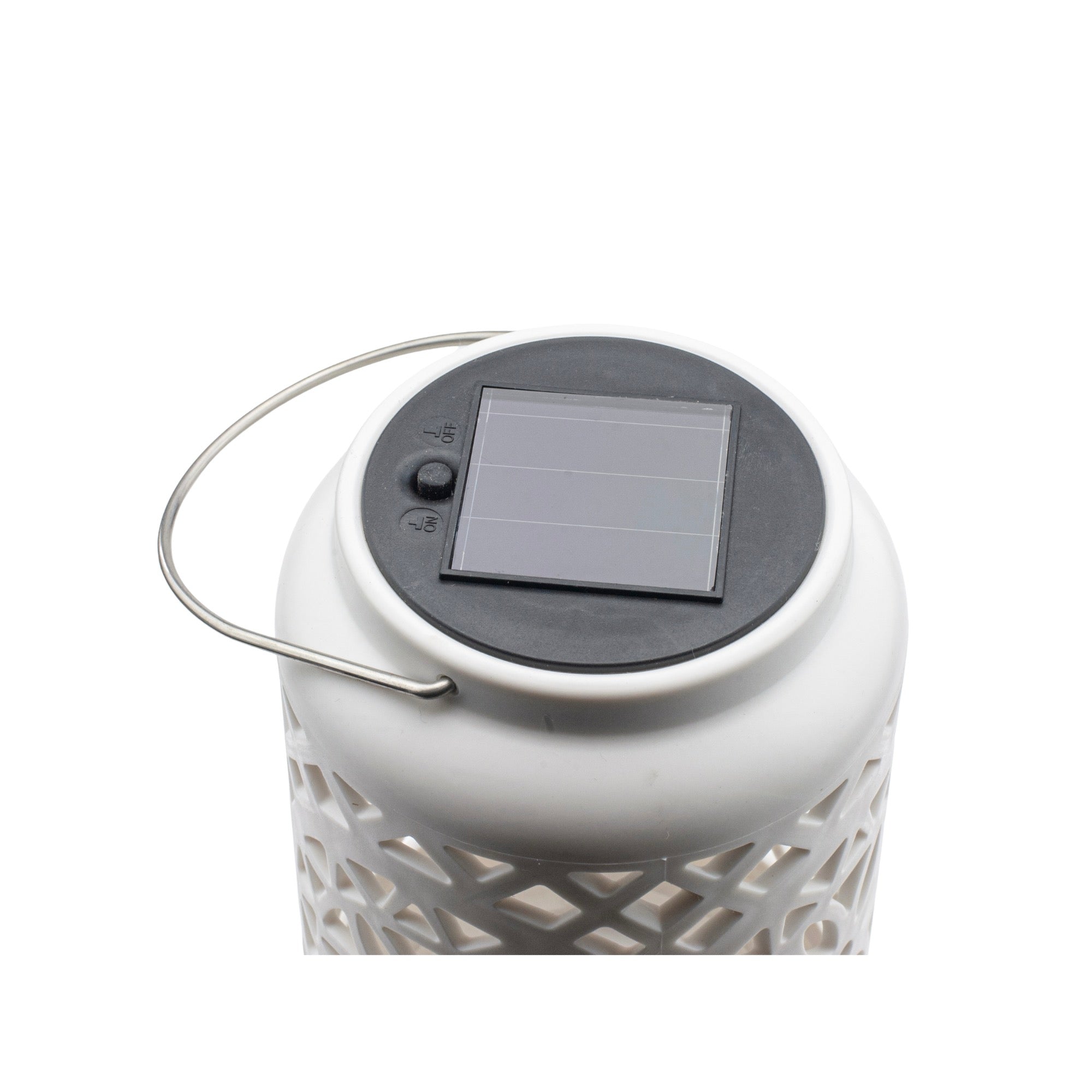 Felinar decorativ solar, LED, pentru exterior, 12x12x18.5cm, alb
