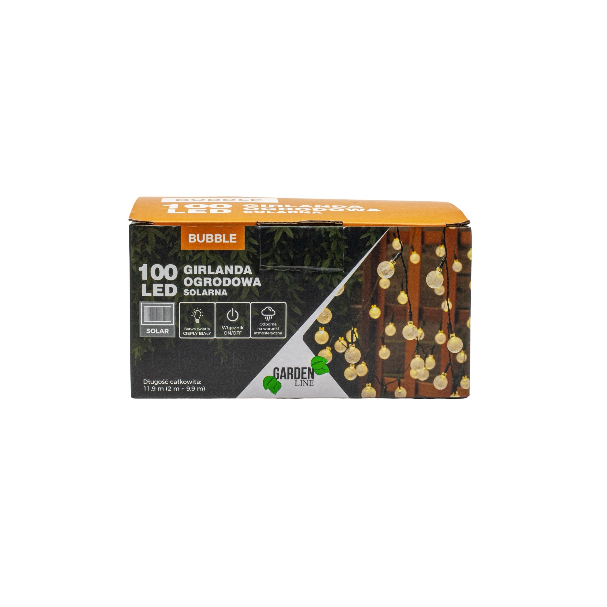 Ghirlanda luminoasa, LED, 100 becuri mici, 10m, incarcare solara, lumina alb cald