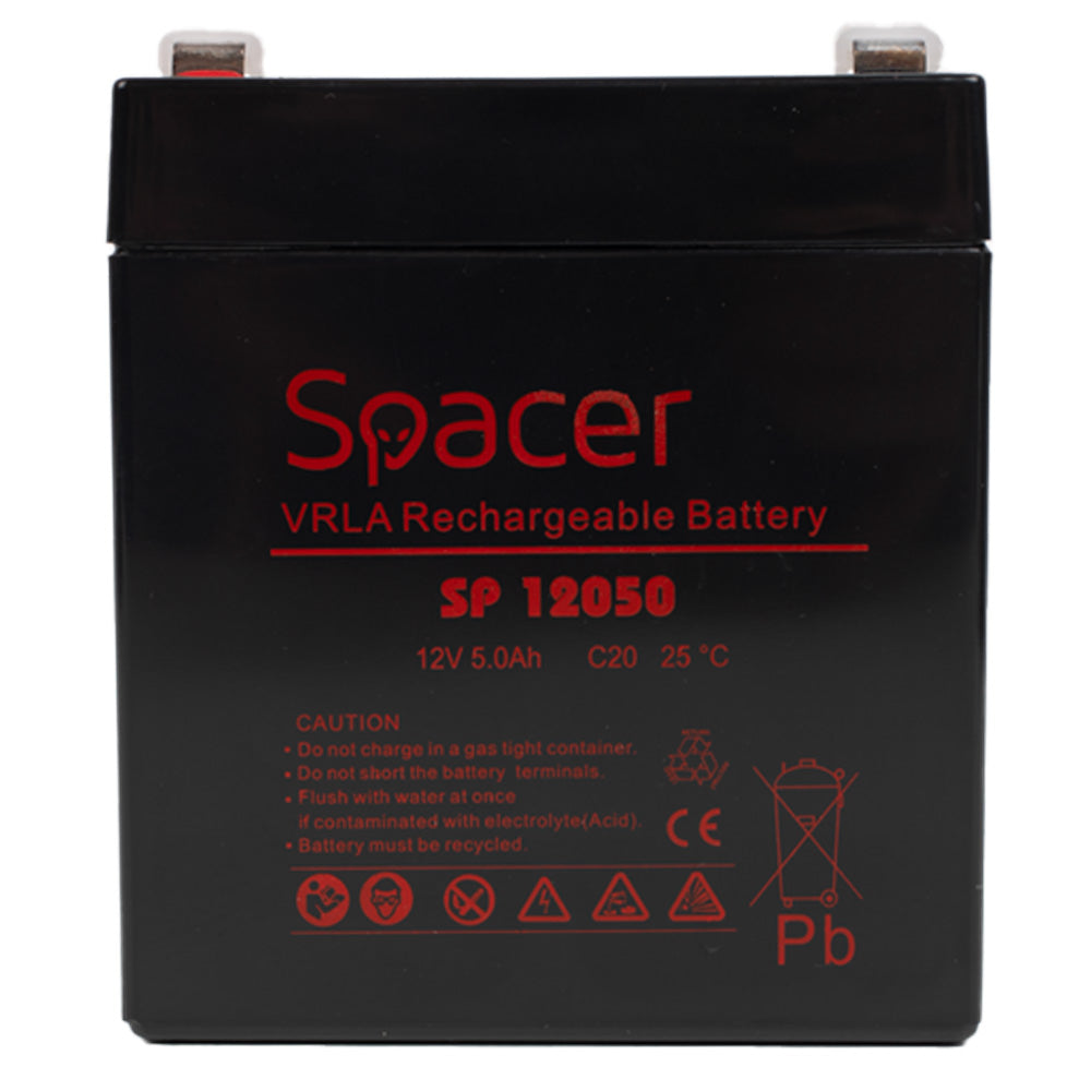 ACUMULATOR UPS SPACER 12V / 5Ah, dimensiuni: 90x70x101mm, inaltime+terminal: 107mm, terminal F2(T2), "SP-BAT-12V5AH"