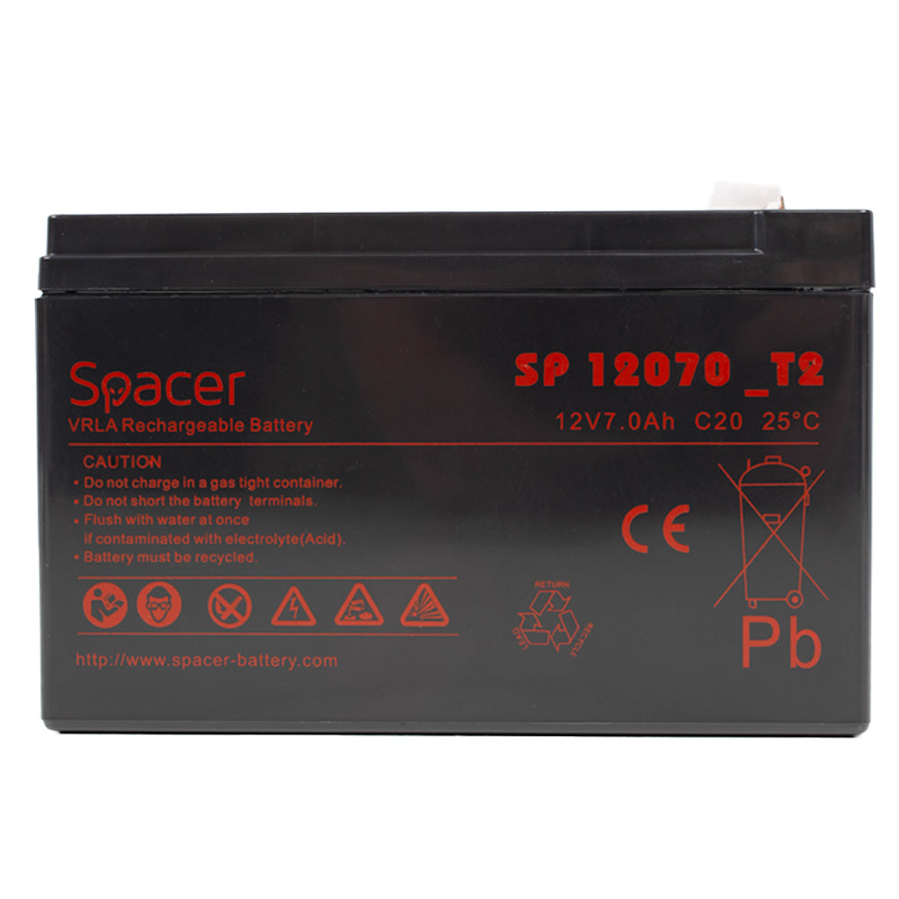 ACUMULATOR UPS SPACER 12V / 7Ah, dimensiuni: 151x66x96mm, inaltime+terminal: 102mm, terminal F2(T2), "SP-BAT-12V7AH"