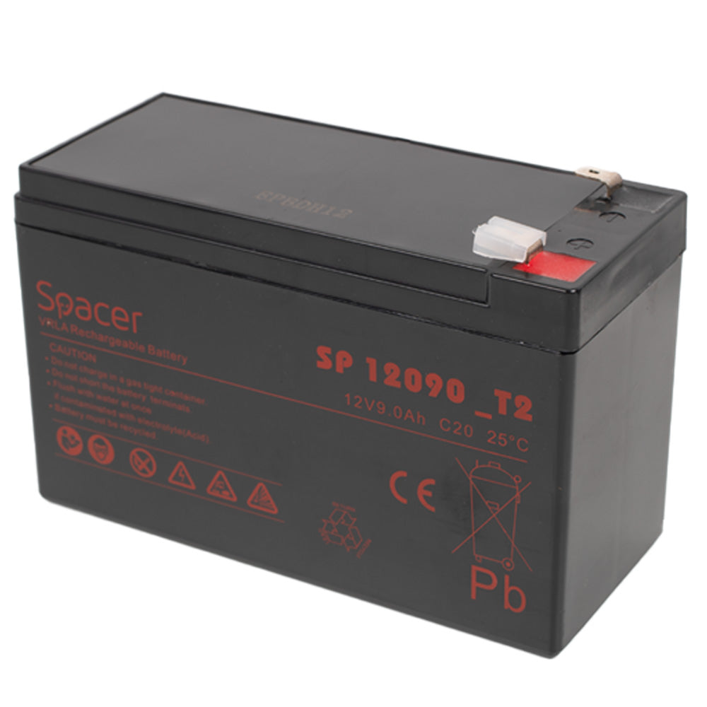 ACUMULATOR UPS SPACER 12V / 9Ah, dimensiuni: 151x66x96mm, inaltime+terminal: 102mm, terminal F2(T2), SP-BAT-12V9AH, "SP-BAT-12V9AH"