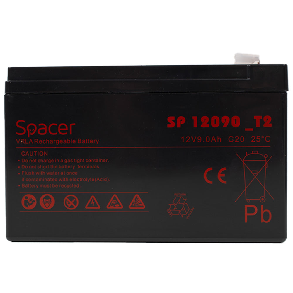ACUMULATOR UPS SPACER 12V / 9Ah, dimensiuni: 151x66x96mm, inaltime+terminal: 102mm, terminal F2(T2), SP-BAT-12V9AH, "SP-BAT-12V9AH"