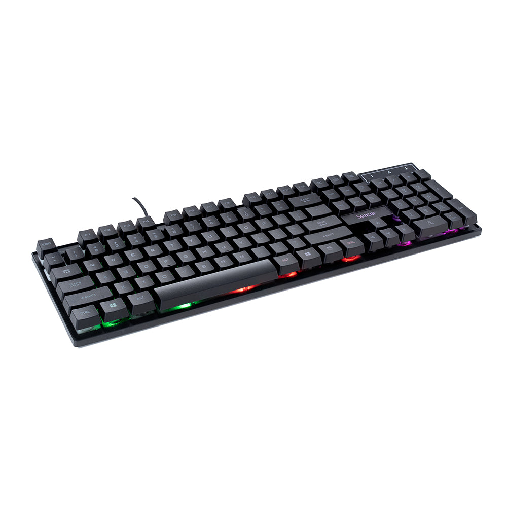 KIT gaming SPACER USB, tastatura RGB rainbow + mouse optic 7 culori, black, "SP-GK-01"