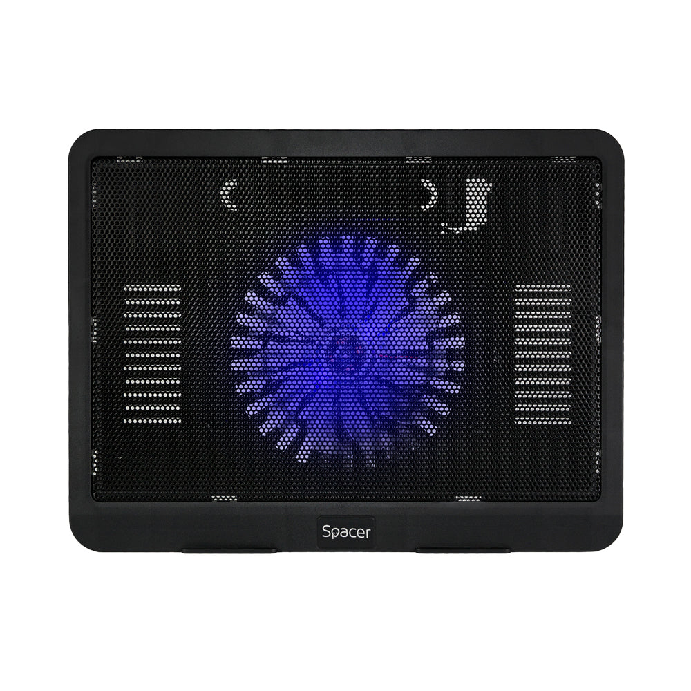 STAND SPACER notebook 15.6", sita metal, fan 14cm cu led albastru, black, "SP-NC19"/45504838