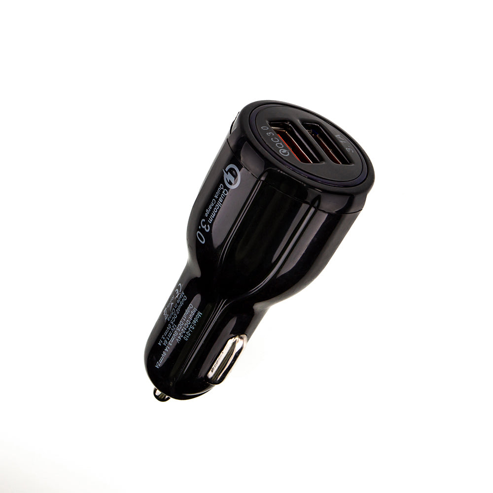 ALIMENTATOR auto SPACER 33W total max, 2 x USB (1 x USB QC 3.0 18W &amp; 1 x USB 15W), pt. bricheta auto, black, #SP-QC-30"