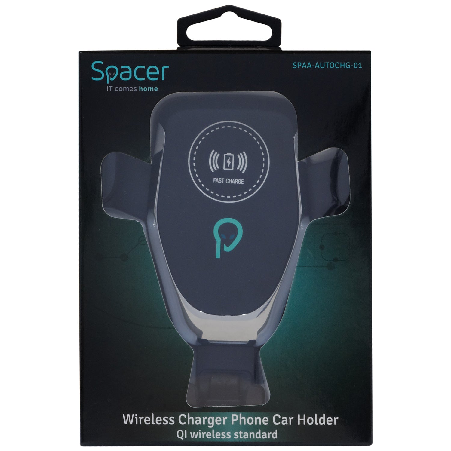 SUPORT auto si incarcator wireless SPACER pt. SmartPhone 2 in 1, fixare in grilaj, incarcare wireless Qi 10W "SPAA-AUTOCHG-01" (include timbru verde 0.18 lei)
