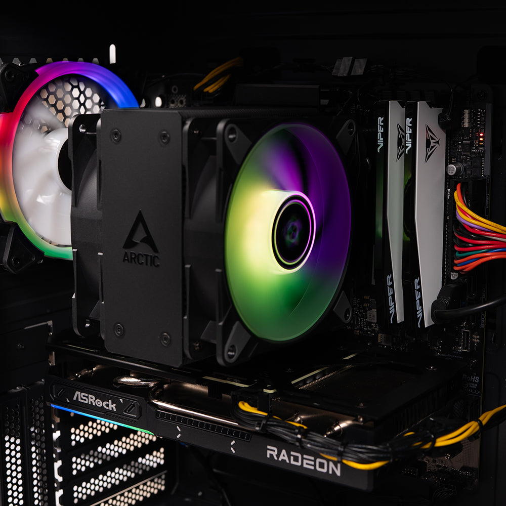 Sistem Desktop PC Gaming Spacer Conqueror, Ryzen 5 9600X, 32 GB DDR5, 2 TB SSD, Radeon RX 9060 XT Challenger 8GB OC, No OS, negru, "SPACER-Conqueror-10VN" - 5949046616149