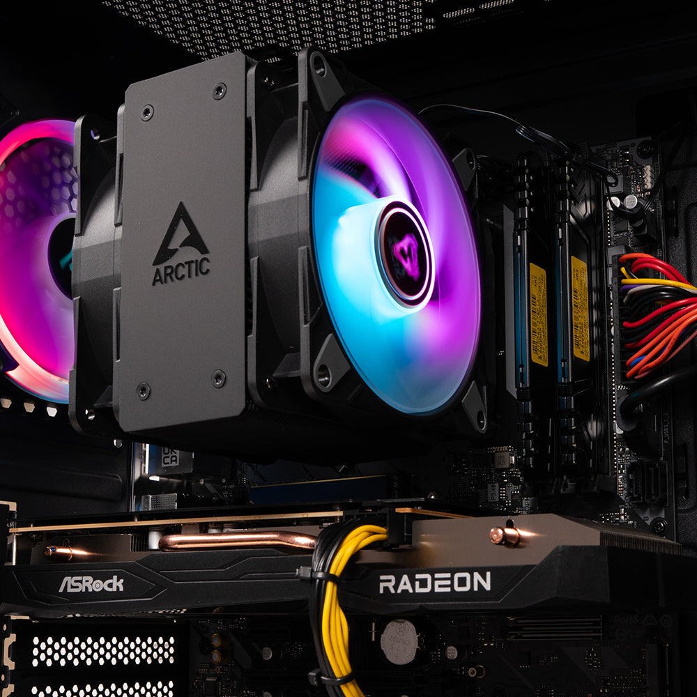 Sistem Desktop PC Gaming Spacer Overlord, Ryzen 5 5600, 32 GB DDR4, 1TB SSD, RX 7600 Challenger 8GB OC, no OS, negru, "SPACER-Overlord-09VN" - 5949046616132