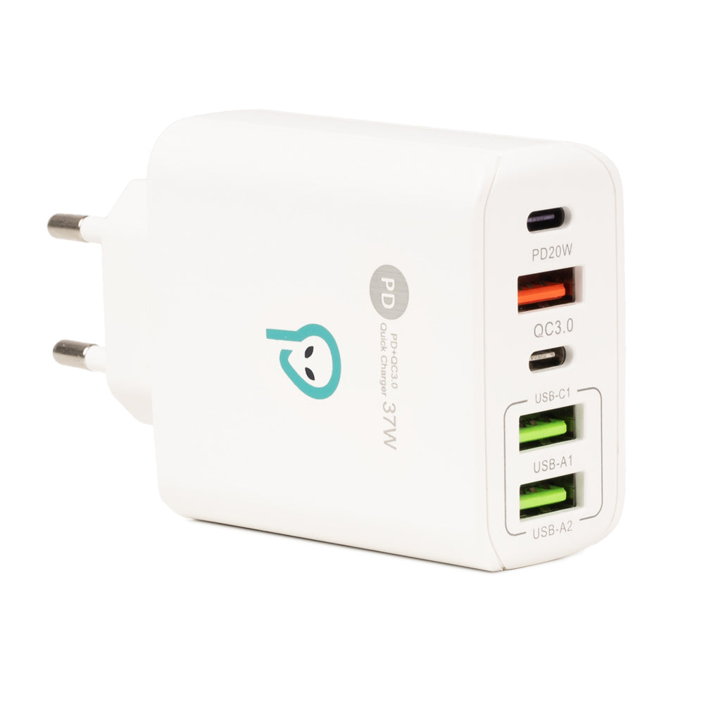 ALIMENTATOR retea SPACER Quick Charge 37W, 1 x USB Type-C 20W + 1 x USB QC 3.0 18W, 2 x USB 2.4A + 1 x USB Type-C 2.4A "SPAR-CINQUEQ-01"