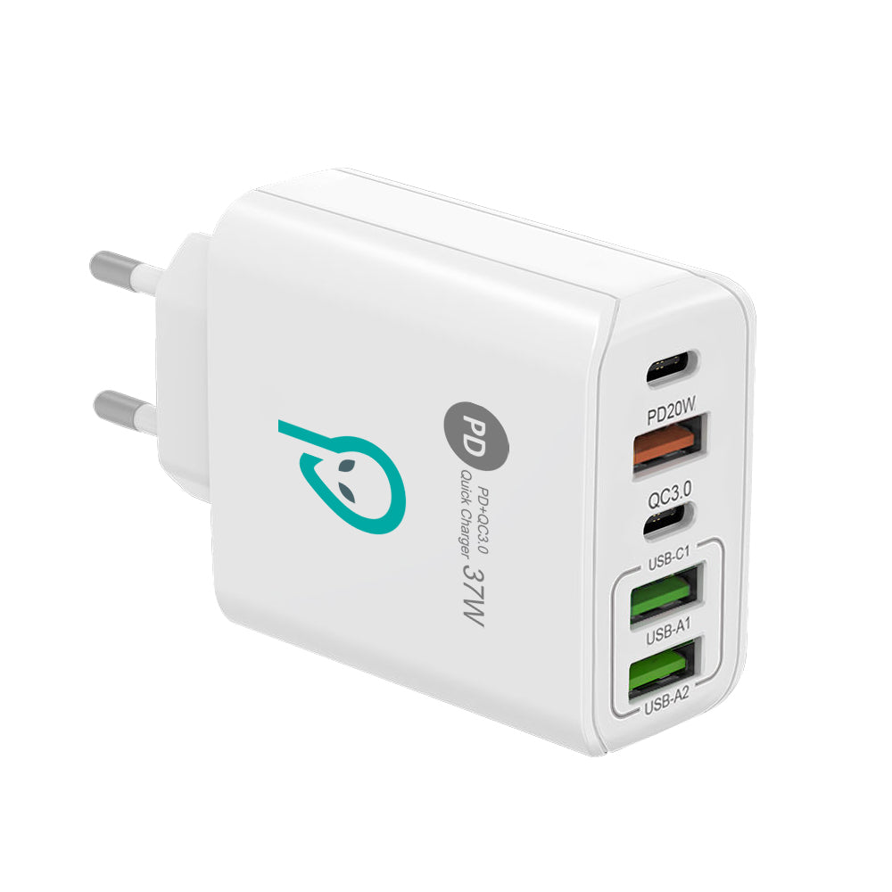 ALIMENTATOR retea SPACER Quick Charge 37W, 1 x USB Type-C 20W + 1 x USB QC 3.0 18W, 2 x USB 2.4A + 1 x USB Type-C 2.4A "SPAR-CINQUEQ-01"