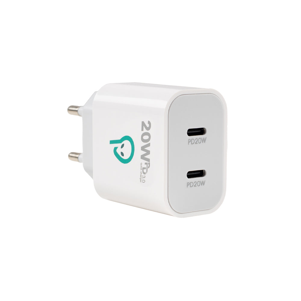 ALIMENTATOR retea SPACER Power Delivery, 2 x USB Type-C PD (max 20W) "SPAR-TYPECQ-02"