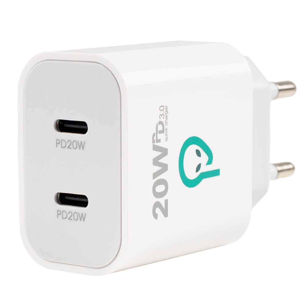 ALIMENTATOR retea SPACER Power Delivery, 2 x USB Type-C PD (max 20W) "SPAR-TYPECQ-02"