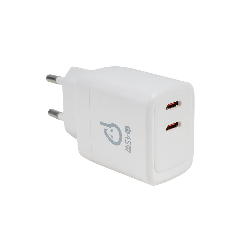 ALIMENTATOR retea SPACER Power Delivery, GaN, 2 x USB Type-C PD (max 45W) "SPAR-TYPECQ-03"