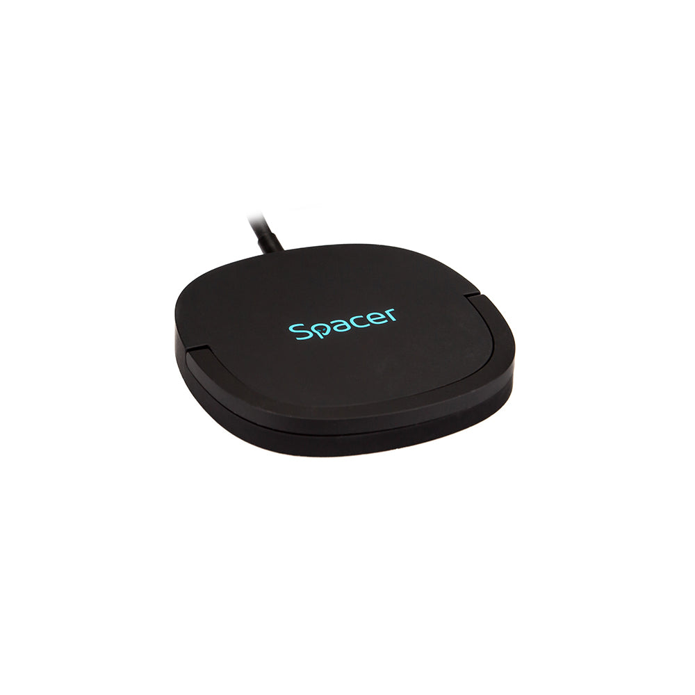 ALIMENTATOR wireless SPACER, Quick Charge 15W Qi, conector Type-C, rol de stand prin prindere magnetica, negru "SPAR-WCHGQ-02"