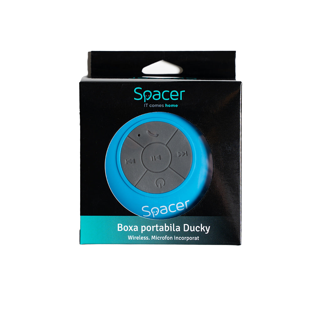 BOXA SPACER portabila bluetooth, DUCKY-BLU, RMS: 3W, control volum, acumulator 300mAh, microfon incorporat, timp de funct. pana la 4 ore, distanta max. 10m, incarcare USB, BLUE, "SPB-DUCKY-BLU" 43501769
