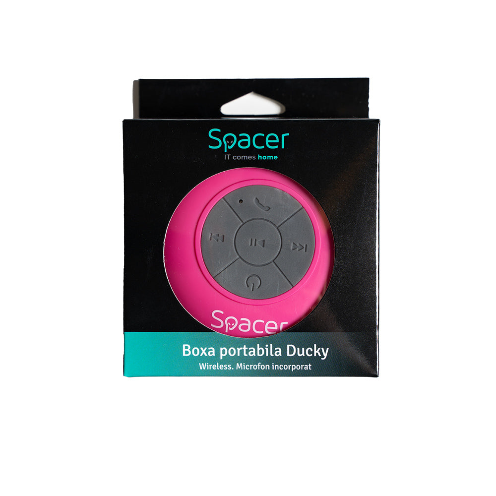 BOXA SPACER portabila bluetooth, DUCKY-PNK, RMS: 3W, control volum, acumulator 300mAh, microfon incorporat, timp de funct. pana la 4 ore, distanta max. 10m, incarcare USB, ROZ, "SPB-DUCKY-PNK"