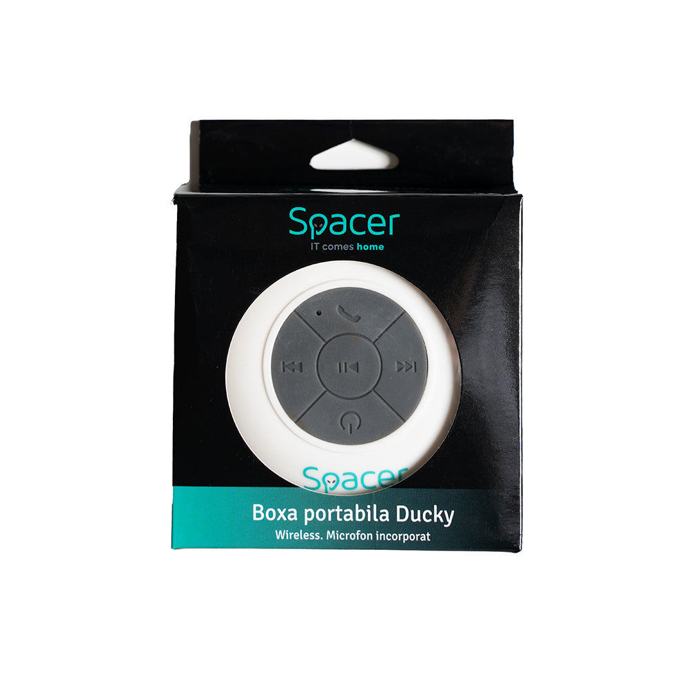 BOXA SPACER portabila bluetooth, DUCKY-WH, RMS: 3W, control volum, acumulator 300mAh, microfon incorporat, timp de funct. pana la 4 ore, distanta max. 10m, incarcare USB, WHITE, "SPB-DUCKY-WHT"