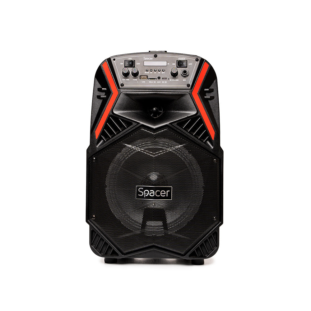 BOXA SPACER portabila bluetooth COUGAR, tip troler, RMS: 35W, 8" woofer, acumulator 3.7V,1800 mAh, input : AUX audio, radio FM, guitar, USB/microSD, remote control, wireless microphone, black, "SPB-H8-BT" 43501597