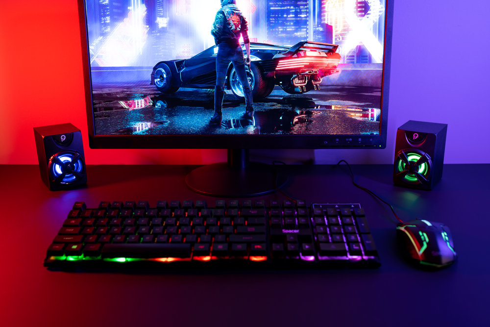 BOXE SPACER Gaming 2.1, RMS: 11W (2 x 3W + 5W), control volum, bass si inalte, subwoofer lemn MDF, 3 x LED, USB power, black, "SPB-THUNDER" 43501938