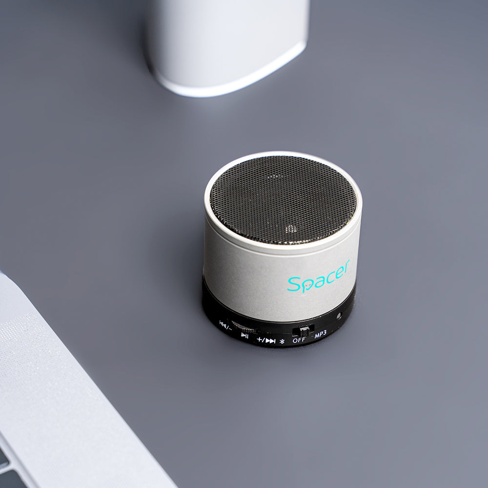 BOXA SPACER portabila bluetooth TOPPER, RMS: 3W, control volum, acumulator 520mAh, timp de functionare pana la 5 ore, distanta de functionare pana la 10m, incarcare USB, SILVER, "SPB-TOPPER-SILV"