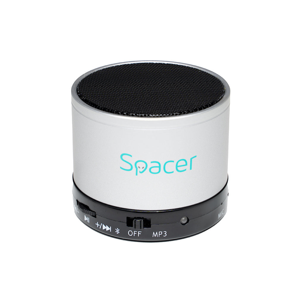 BOXA SPACER portabila bluetooth TOPPER, RMS: 3W, control volum, acumulator 520mAh, timp de functionare pana la 5 ore, distanta de functionare pana la 10m, incarcare USB, SILVER, "SPB-TOPPER-SILV"