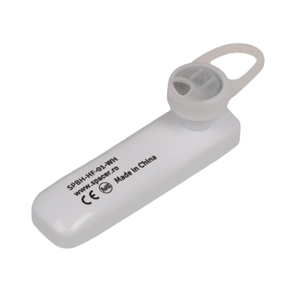 CASCA Spacer wireless, pt. smartphone, monocasca, microfon pe casca, alb, "SPBH-HF-01-WH"