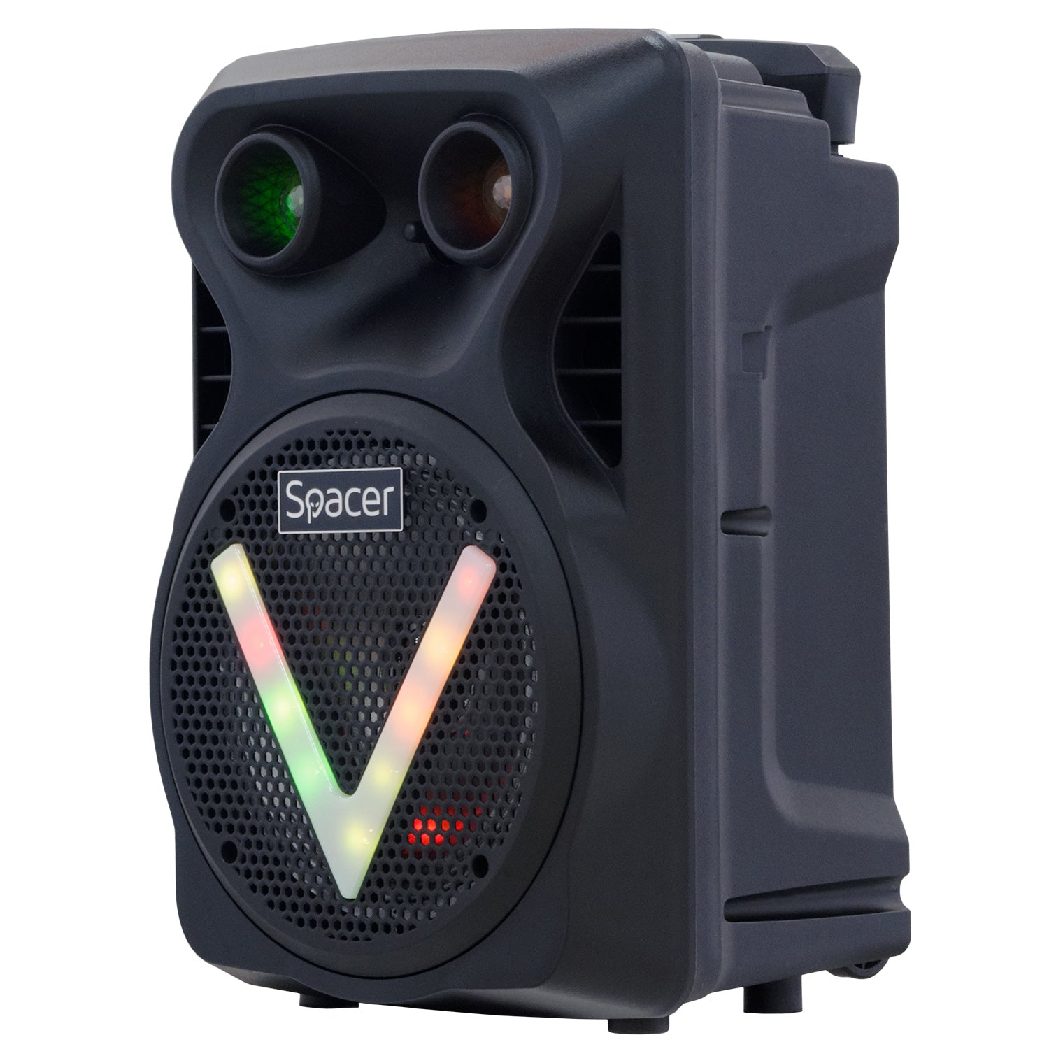 BOXA SPACER portabila bluetooth WildCat, tip troler, RMS: 35W, 8" woofer, acumulator 3.7V 1800 mAh, input : AUX audio, USB/microSD, remote control, wireless microphone, black, "SPBO-WildCat" (include TV 10lei)