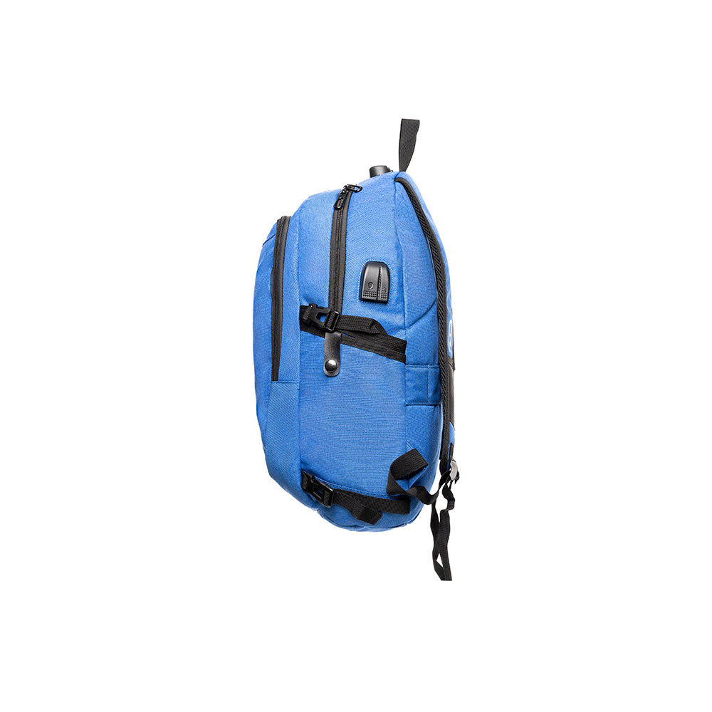 RUCSAC SPACER, pt. notebook de max. 15.6", 2 compartimente, buzunar frontal, buzunar lateral x 2, blocare fermoar, USB 2.0 (M)(pt. acces la Power Bank), Jack 3.5 mm (pt. acces la casti), waterproof, poliester, albastru, "Duke", "SPBP-DUKE-BL"