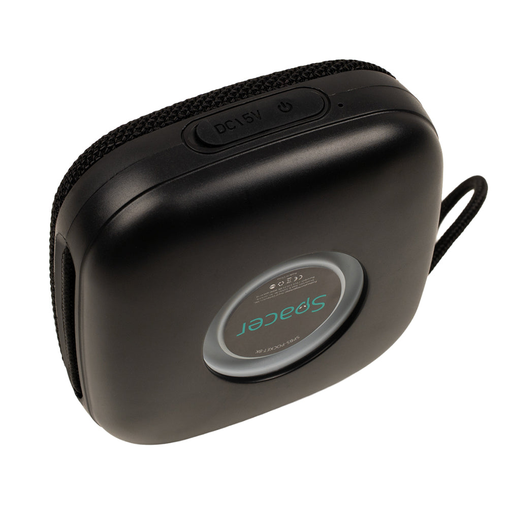 BOXA SPACER portabila bluetooth, POCKET-BK, RMS: 5W, RGB, acumulator 500mAh, timp de functionare pana la 5 ore, pana la 40m, incarcare USB Type-C, IPX5, BLACK, "SPBS-POCKET-BK"