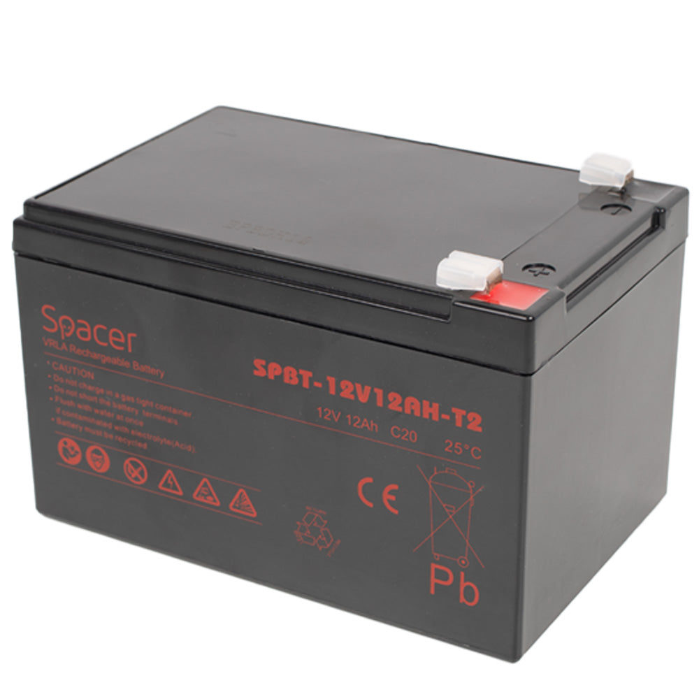 ACUMULATOR UPS SPACER 12V / 12Ah, dimensiuni: 152x99x96mm, inaltime+terminal: 101mm, terminal F2(T2), "SPBT-12V12AH-T2"