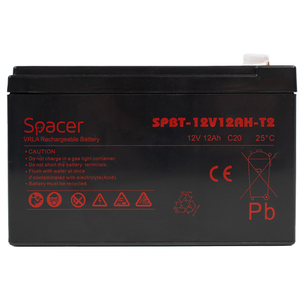 ACUMULATOR UPS SPACER 12V / 12Ah, dimensiuni: 152x99x96mm, inaltime+terminal: 101mm, terminal F2(T2), "SPBT-12V12AH-T2"