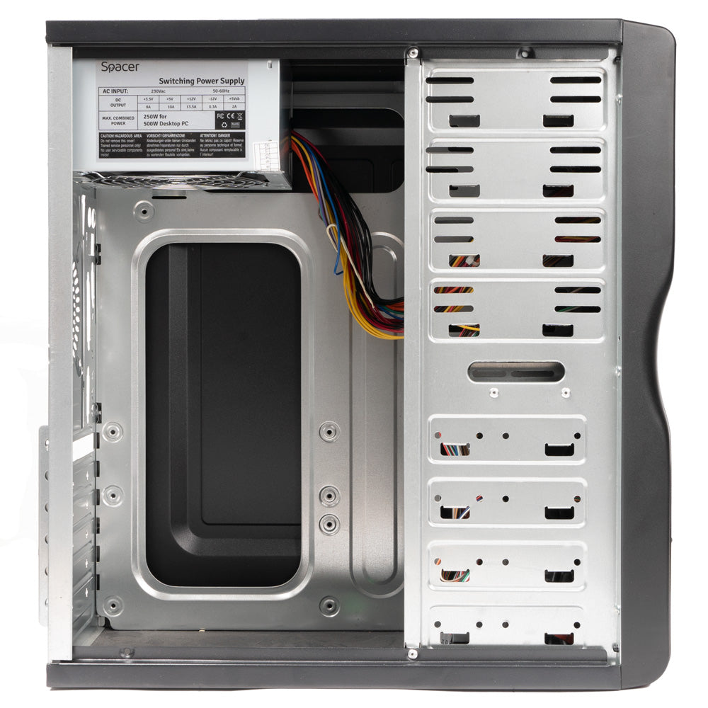 CARCASA SPACER, Middle Tower, ATX, "NEW MERCURY", 500 (250W for 500 Desktop PC), USB 2.0 x 2, Jack 3.5mm x 2, "SPC-NEW MERCURY"