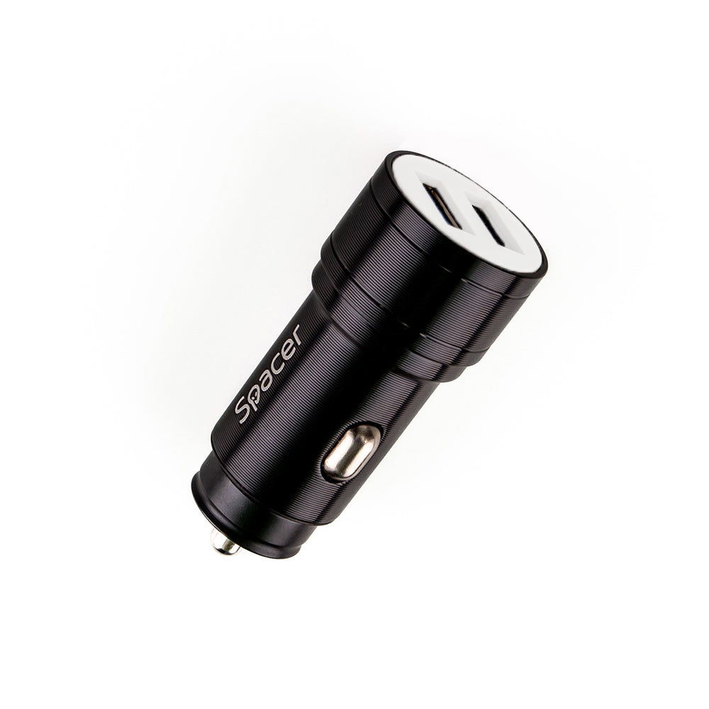ALIMENTATOR auto SPACER Fast Charge 17W 5V/3.1A max, putere totala 17W, 2 x USB, pt. bricheta auto, black, "SPCC-DUO-02"