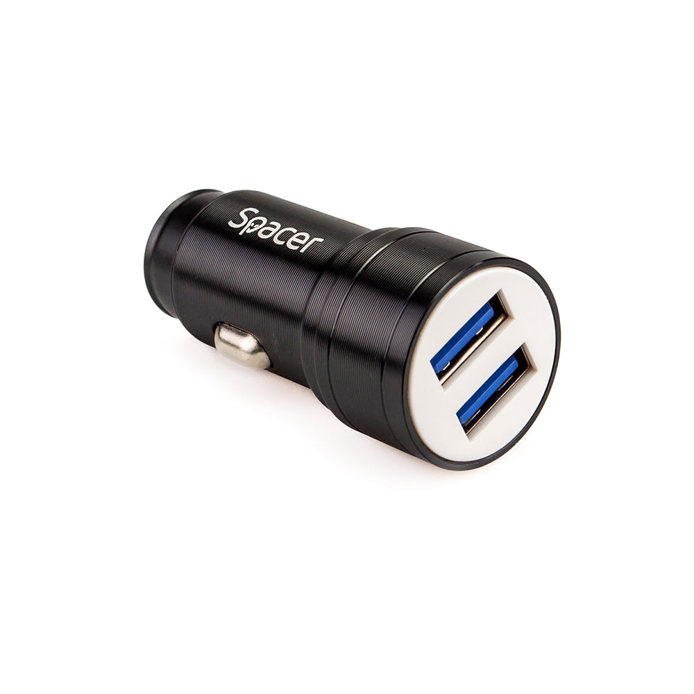 ALIMENTATOR auto SPACER Fast Charge 17W 5V/3.1A max, putere totala 17W, 2 x USB, pt. bricheta auto, black, "SPCC-DUO-02"