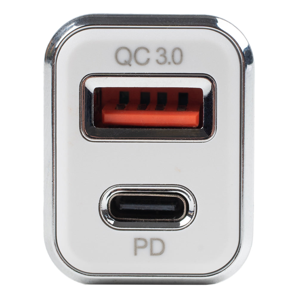 ALIMENTATOR auto SPACER QC si PD 38W total max, USB Quick Charge 18W; Power Delivery 20W, 38W total max., 1 x USB + 1 x USB Type-C, pt. bricheta auto, alb, "SPCC-DUOQ-04"