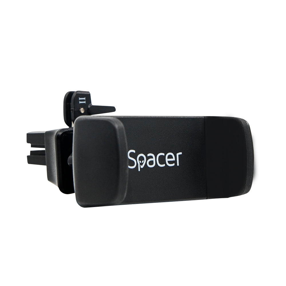 SUPORT auto SPACER pt. SmartPhone, fixare in ventilatie prin CLIPS, Prindere prin Arc, rotire 360 grade, negru, "SPCH-ARC-CLIPS"