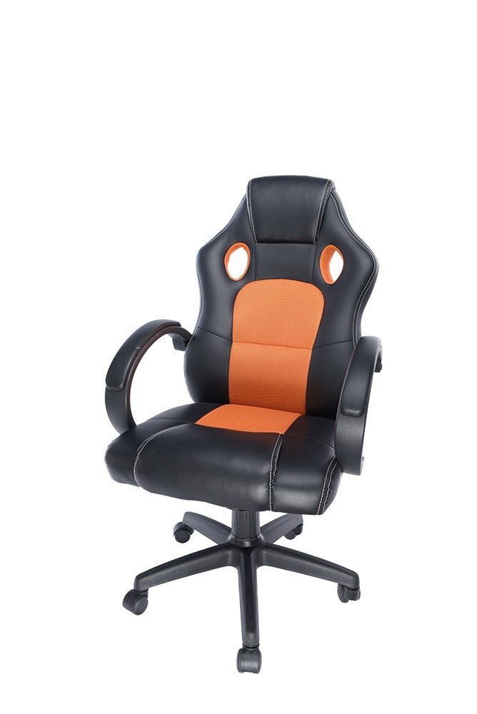 SCAUN GAMING SPACER imitatie piele & material textil, black & orange, greutate max. 120kg, dimensiuni 59*70*106~114cm "SPCH-CHAMP-RNG"/46501466