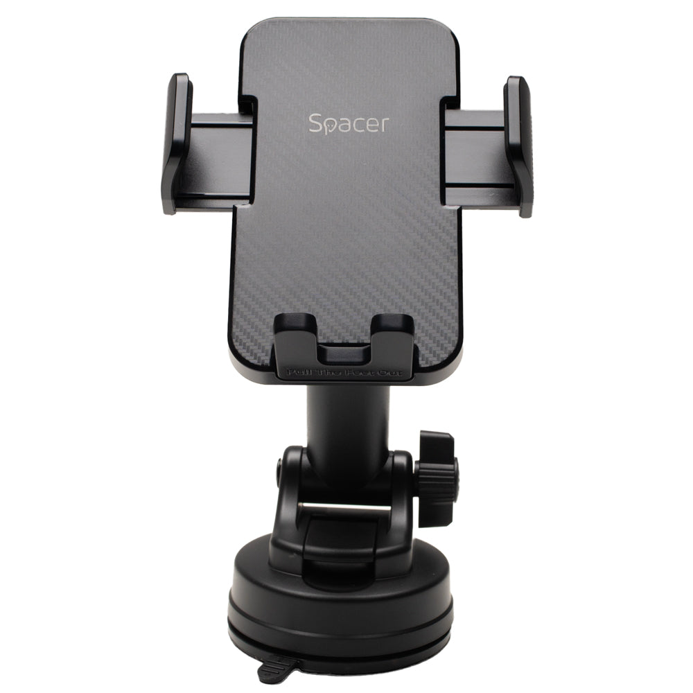 SUPORT auto SPACER pt. SmartPhone, fixare pe bord sau geam prin ventuza, brat telescopic, sistem auto-lock, rotire 360 grade, negru, "SPCH-CLAMP-VNTZ-04"