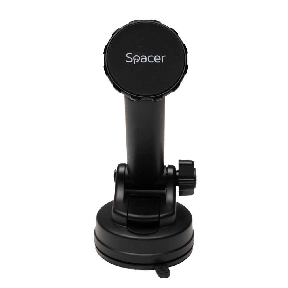 SUPORT auto magnetic SPACER pt. SmartPhone, 2in1, fixare prin Ventuza sau in Grila de ventilatie, Magnetic, 4 SuperMagneti N50, Brat Telescopic,rotire 360 grade, negru, "SPCH-MAG-VNTZ-02"