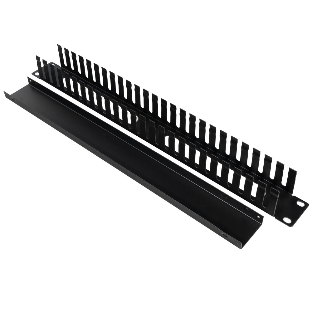 PANOU gestionare cabluri SPACER, tip masca orizontala perforata, 19 inch, 1U, 1mm, negru, "SPCM-1U-BK-02"