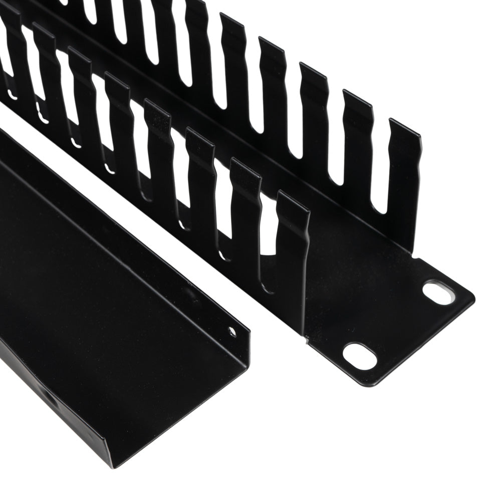 PANOU gestionare cabluri SPACER, tip masca orizontala perforata, 19 inch, 1U, 1mm, negru, "SPCM-1U-BK-02"