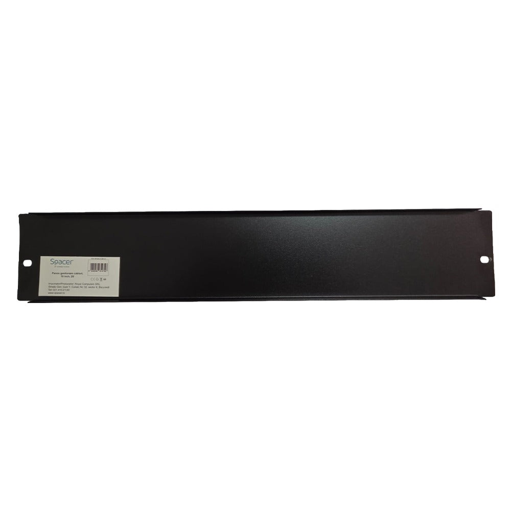 PANOU gestionare cabluri SPACER, tip masca orizontala blank, 19 inch, 2U, negru, "SPCM-2U-BK-03"