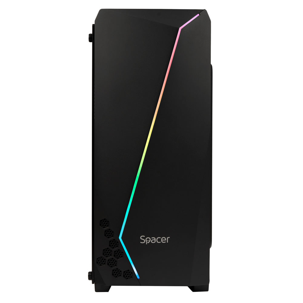 CARCASA SPACER - gaming, Middle Tower, ATX, "FLASH", fara sursa, sticla securizata, USB 2.0 x 2, USB 3.0 x 1, PSU shroud, black "SPCS-GC-FLASH"