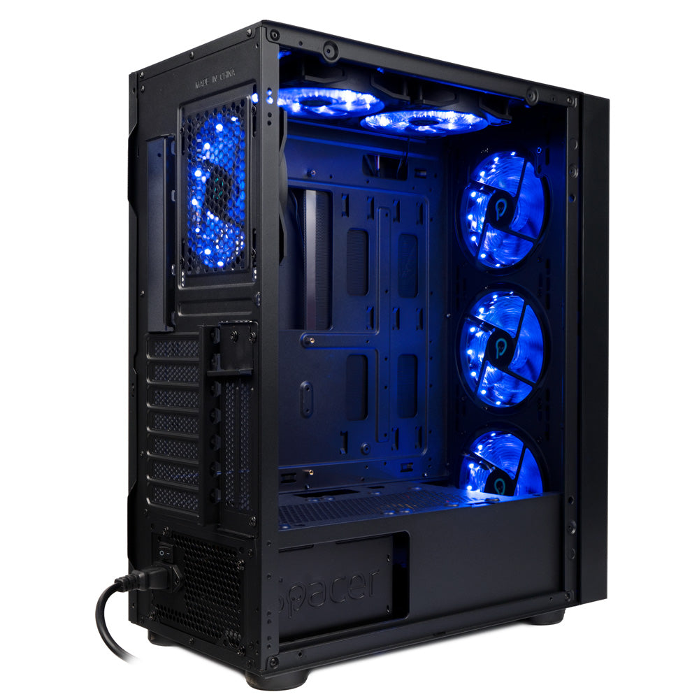 CARCASA SPACER - gaming, Middle Tower, ATX, "ICE-HERO", fara sursa, sticla securizata, 6 x fan, USB 2.0 x 2, USB 3.0 x 1, HD-Audio Jack 3.5mm x 2, mesh , " SPCS-GC-ICE-HERO"