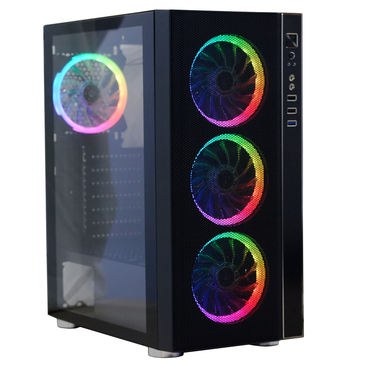 CARCASA SPACER - gaming, Middle Tower, ATX, "RAINBOW", fara sursa, sticla securizata, 4 x ARGB fan, USB 2.0 x 2, USB 3.0 x 1, HD-Audio, mesh, HUB, telecomanda, panou frontal plasa metalica+aluminiu, "SPCS-GC-RAINBOW"