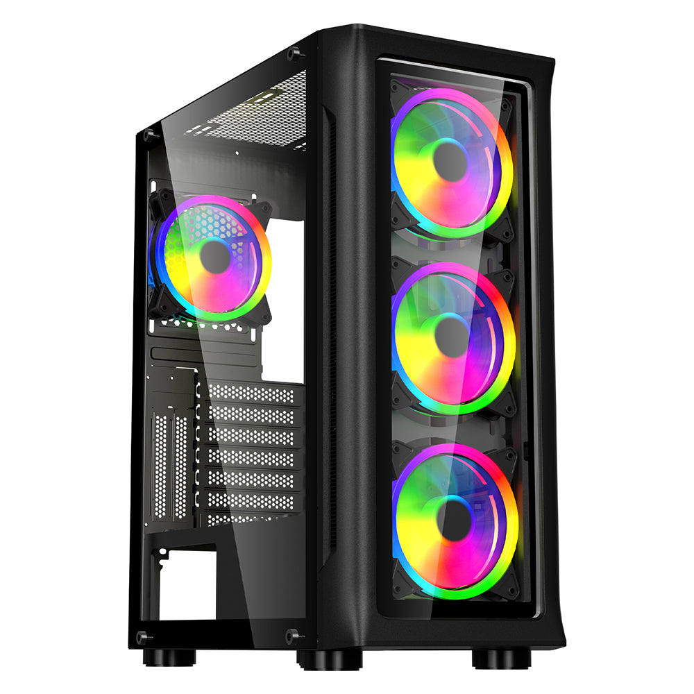 CARCASA SPACER - gaming, Middle Tower, ATX, "SHIELD", fara sursa, sticla securizata, 4 x ARGB fan, HUB, telecomanda, USB 3.0 x 1, USB 2.0 x 2, HD-AUdio, Jack 3.5mm x 2 ,"SPCS-GC-SHIELD"