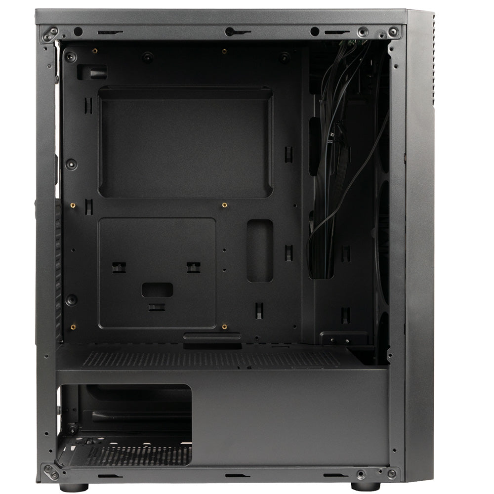 CARCASA SPACER - gaming, Middle Tower, ATX, "WARRIOR", fara sursa, sticla securizata, USB 2.0 x 2, USB 3.0 x 1, HD Audio x 2, PSU shroud, banda LED RGB, black "SPCS-GC-WARRIOR"