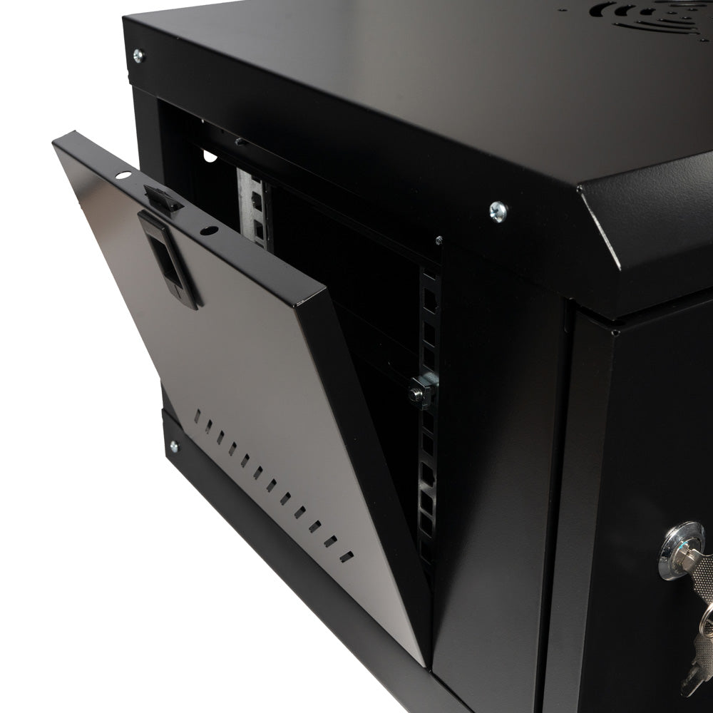 CABINET 19" SPACER 6U 500x450mm, fixare pe perete, Flatpack (dezasamblat), Black, usa sticla cu blocare, panouri detasabile, otel 1mm, sarcina maxima 25Kg, contine un raft, "SPCW-6U-450-BK-02"