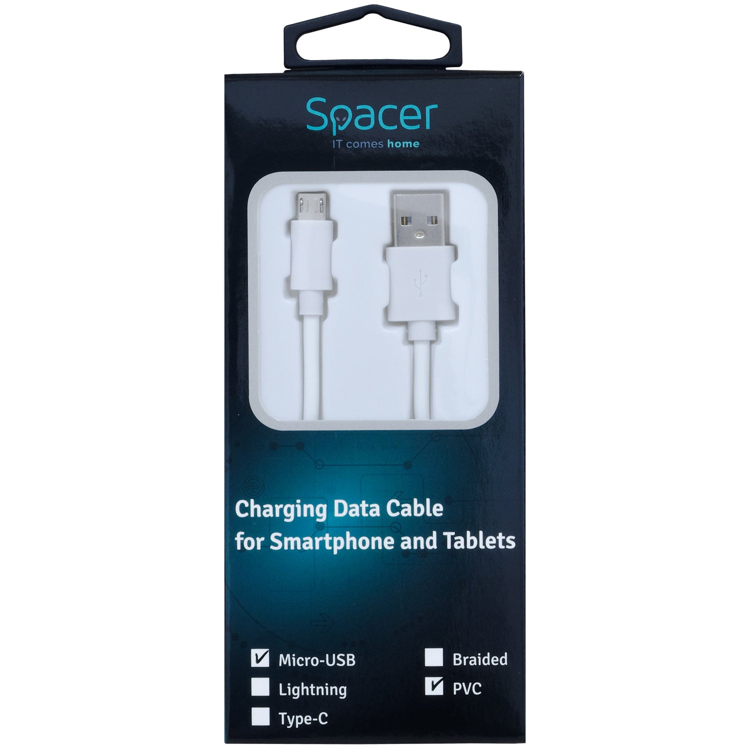 CABLU alimentare si date SPACER, pt. smartphone, USB 2.0 (T) la Micro-USB 2.0 (T), PVC, bulk, 1.8m, alb "SPDC-MICRO-PVC-W-1.8"